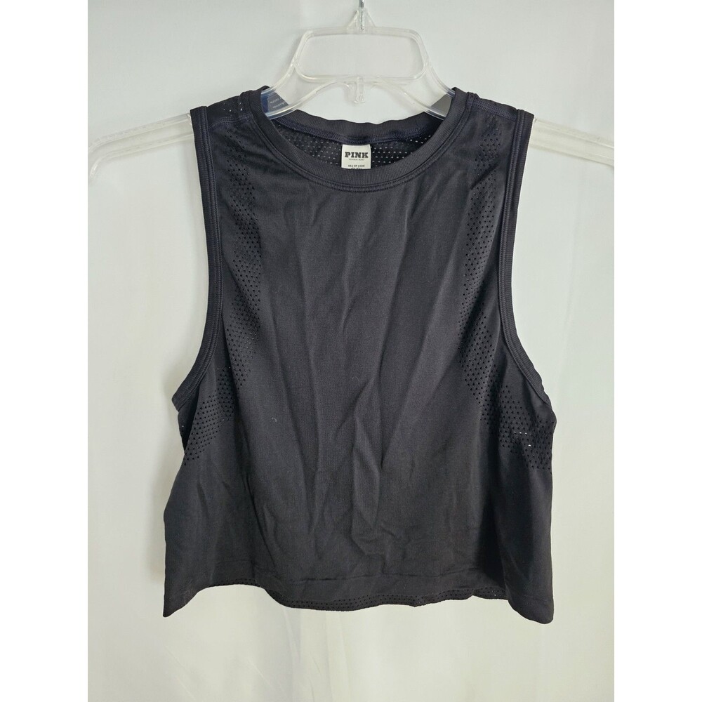 Victoria Secret Pink Shirt black mesh crop tank top womens size XS